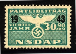 Nazi Party Dues  1943 "NSDAP"  30.90 Reich Marks